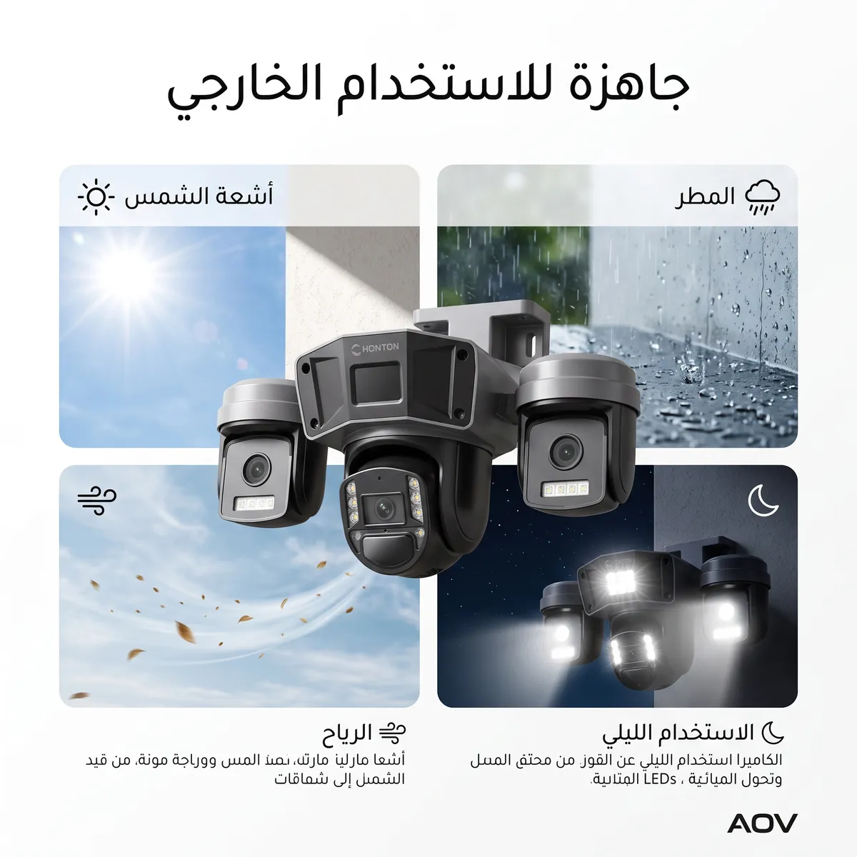 كاميرا S60 لاسلكية بالطاقة الشمسية - 3 عدسات، صورة 3
